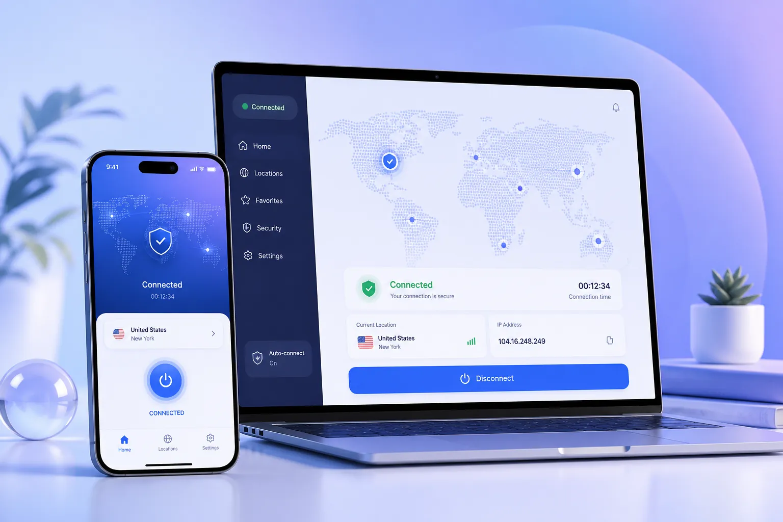 QuickQ AI智能网络加速器在笔记本与手机上运行，AI智能路由实时优选线路